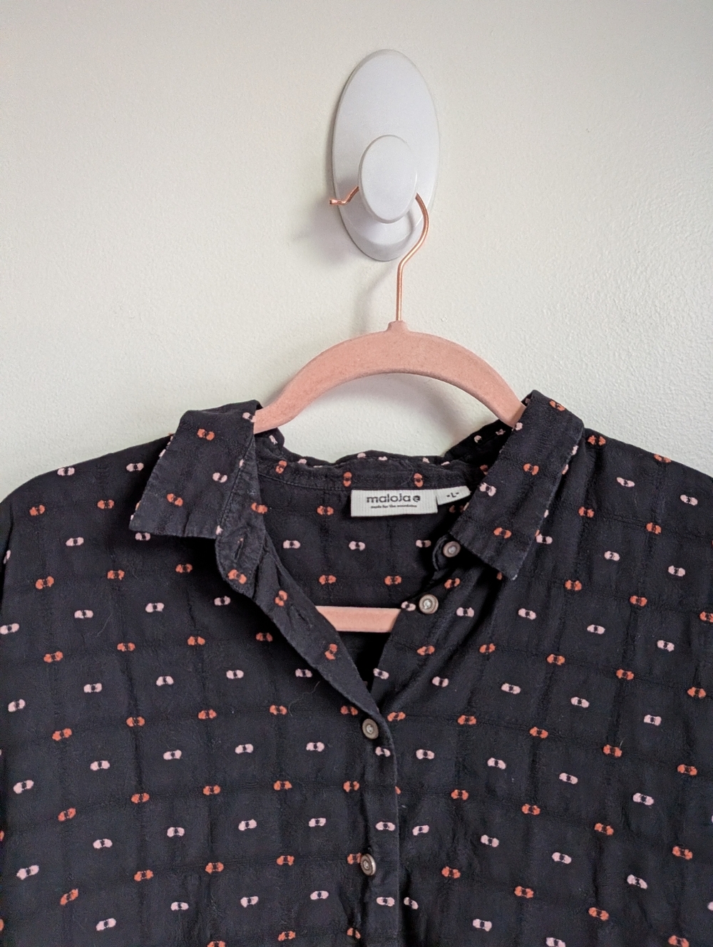 MALOJA Black Dots Cotton Casual Oversized Contemporary Button Front Shirt Large - Picture 5 of 12